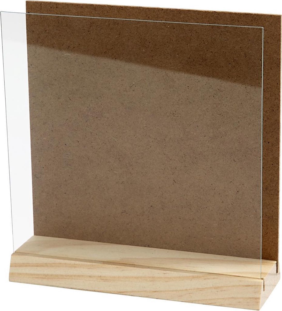 3D plaat met glas, afm 15x15 cm, 1 set