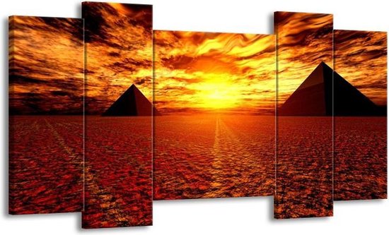 Peinture sur toile Egypte | Orange, jaune, rouge | 120x65 5 Liège