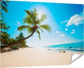 Gards Tuinposter Tropisch Strand en Zee in Sri Lanka - 150x100 cm - Tuindoek - Tuindecoratie - Wanddecoratie buiten - Tuinschilderij