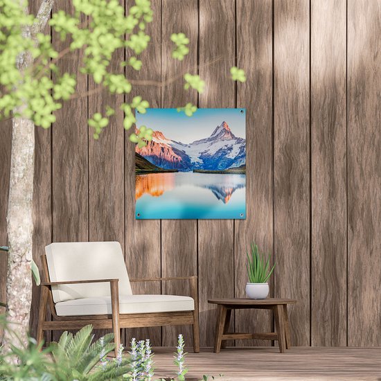 Affiche de jardin Gards Paysage de Montagnes au bord du lac - 60x60 cm - Toile de jardin - Décoration de jardin - Décoration murale extérieure - Tableau de jardin