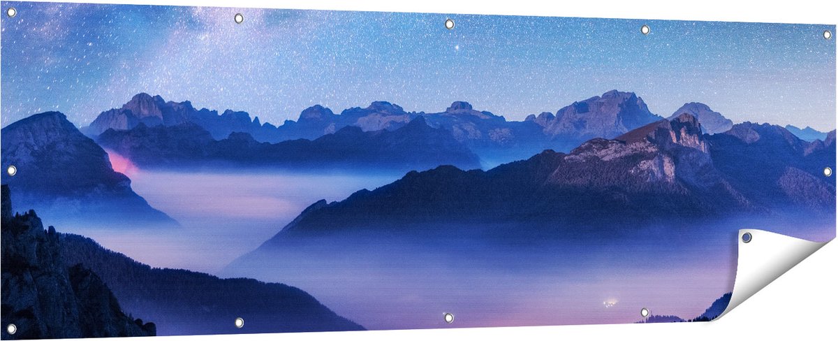 Gards Tuinposter Melkweg bij de Bergen in Itali� - 180x60 cm - Tuindoek - Tuindecoratie - Wanddecoratie buiten - Tuinschilderij Multikleur