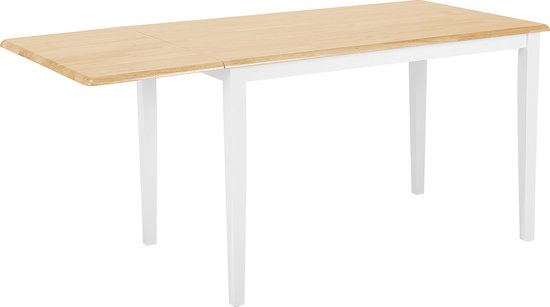 LOUISIANA - Eettafel - Wit - 75 x 120/160 cm - Rubberhout