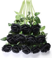ROSIFY Kunstbloemen - Nepbloemen - Kunstrozen - Zijden Bloemen - Set van 10 Kunstrozen - 50cm - Zwart