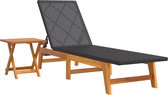 vidaXL Chaise longue avec table Poly rotin et bois d'acacia massif