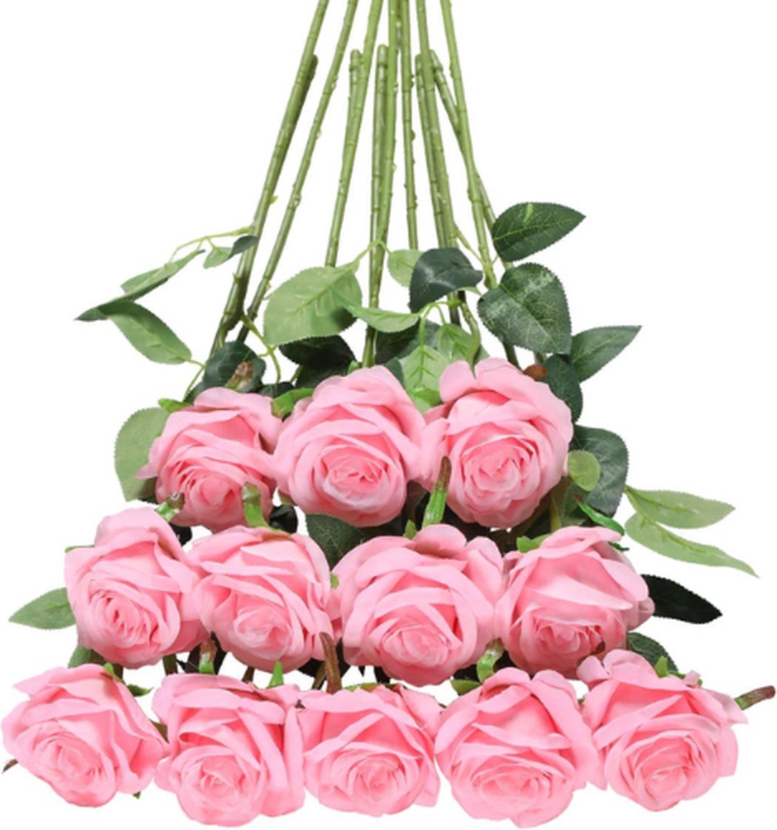 ROSIFY Kunstbloemen - Nepbloemen - Kunstrozen - Zijden Bloemen - Set van 10 Kunst Rozen - 50cm - Roze
