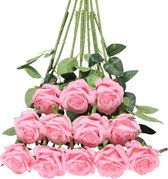 ROSIFY Kunstbloemen - Nepbloemen - Kunstrozen - Zijden Bloemen - Set van 10 Kunstrozen - 50cm - Roze