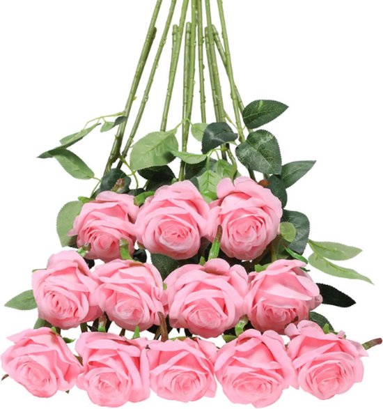 ROSIFY Fleurs artificielles - Fausses Fleurs - Roses Artificielles - Fleurs en Soie - Set de 10 Roses Artificielles - 50cm - Rose
