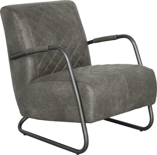 Industriële fauteuil Voyager | leer Colorado grijs 02 78 cm breed | bol.com