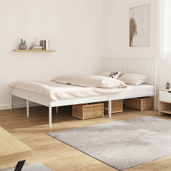 Furniture Limited - Cadre de lit avec tête de lit en métal blanc 160x200 cm  | bol.com