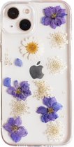 Casies droogbloemen hoesje geschikt voor Apple iPhone 13 Mini - gedroogde bloemen telefoonhoesje - Dried Flower Soft Case TPU - Transparant