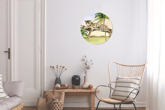 WallCircle® - Cercle de papier peint 30x30 cm - Stickers muraux Léopard - Jungle - Arbre - Cercle mural - Accessoires chambre enfant - Décoration chambre bébé - Cercle mural autocollant
