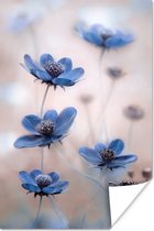 Poster - Bloemen - Botanisch - Blauw - Natuur - Muurposter - 60x90 cm - Wanddecoratie