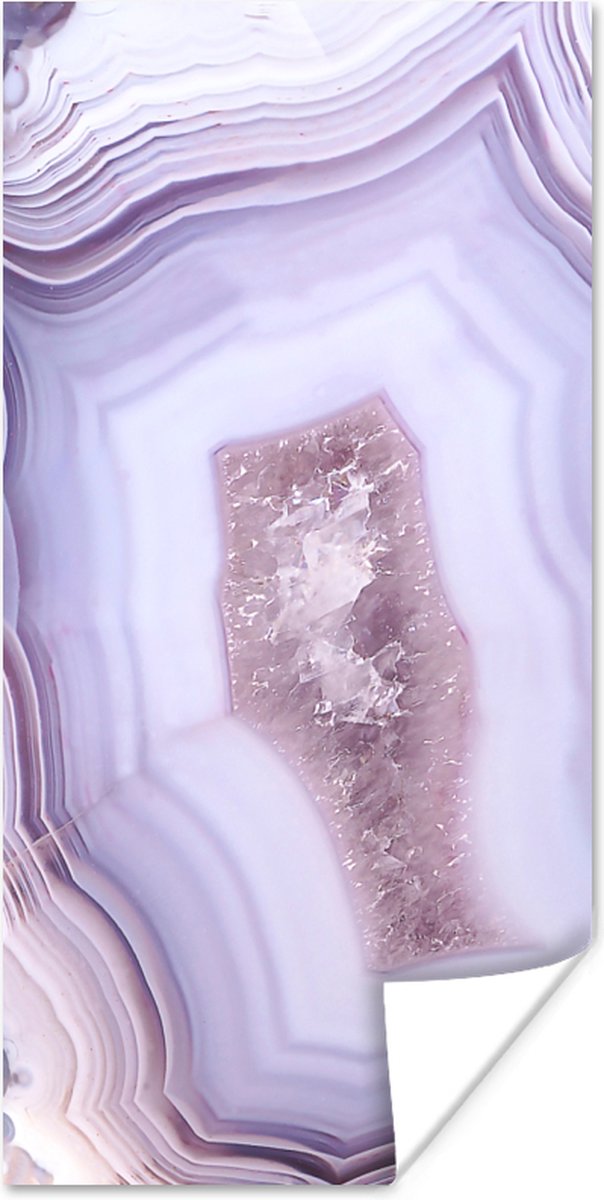Poster Abstract - Geode - Roze - Edelsteen - 40x80 cm