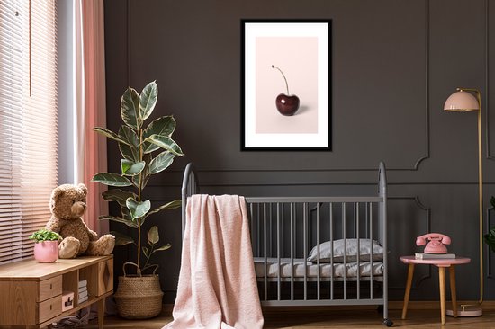 Fotolijst incl. Poster - Kers - Fruit - Rood - Stilleven - 60x90 cm - Posterlijst