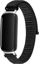 Nylon Smartwatch bandje - Geschikt voor Fitbit Inspire 3 nylon bandje - zwart - Strap-it Horlogeband / Polsband / Armband
