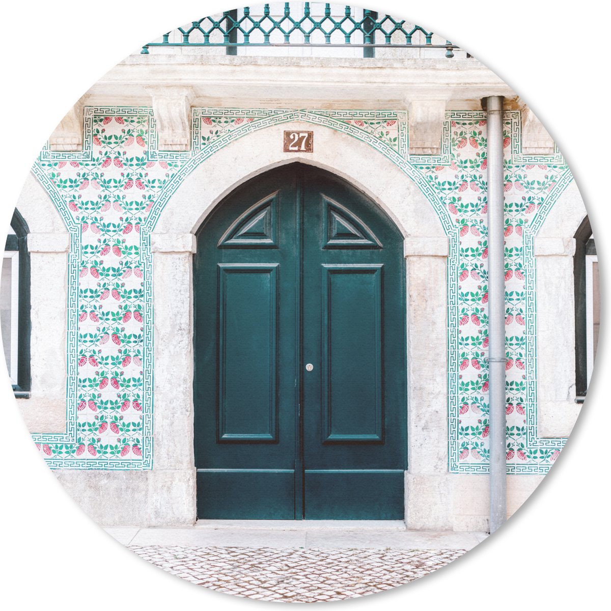 Muismat rond 50x50 cm - Mousepad Deur - Hout - Groen - Huis - Ronde muismatten