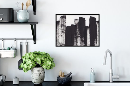 Cadre photo avec poster - Peinture - Abstrait - Zwart - Wit - 40x30 cm - Cadre poster