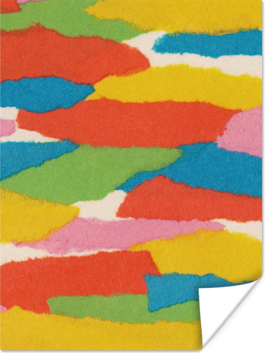 Poster Abstract - Vormen - Rood - Groen - Retro - 60x80 cm
