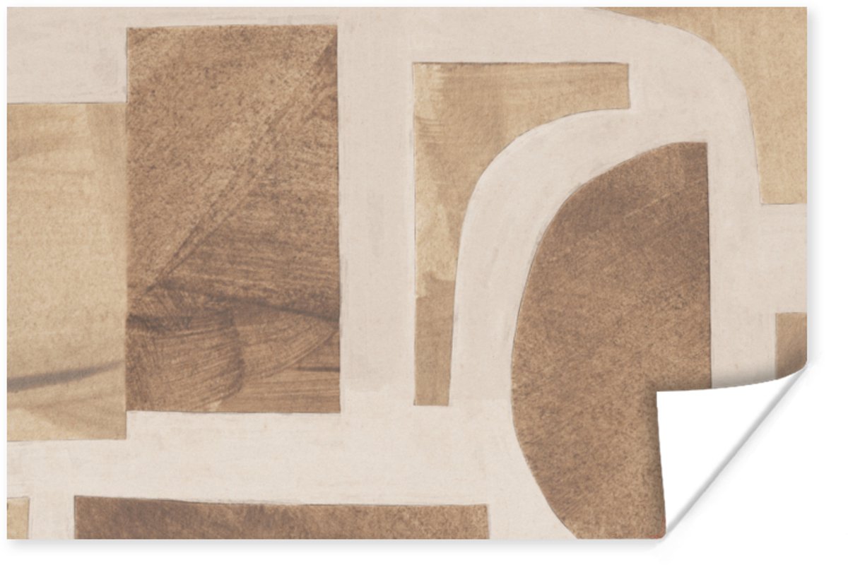 Poster Vormen - Abstract - Puzzel - Hout - 90x60 cm