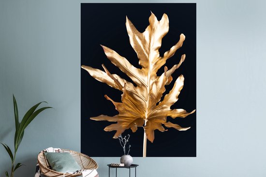 Muurstickers - Sticker Folie - Bladeren - Goud - Herfst - Natuur - Luxe - 120x160 cm - Plakfolie - Muurstickers Kinderkamer - Zelfklevend Behang XXL - Zelfklevend behangpapier - Stickerfolie