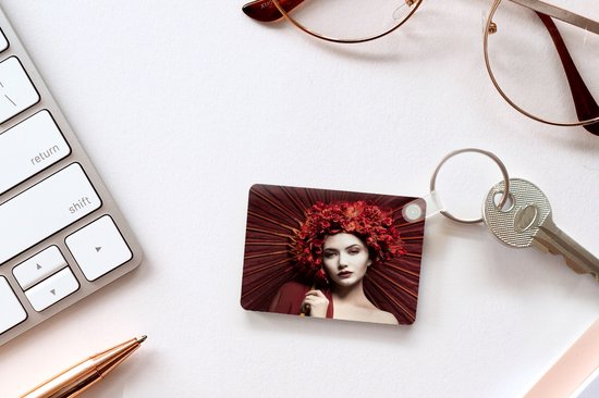 Porte-clés - Femme - Rouge - Portrait - Parapluie - Cadeaux à distribuer - Plastique