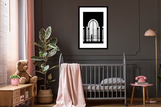 Cadre photo avec poster - Zwart - Wit - Fenêtre - Homme - 60x90 cm - Cadre poster