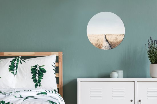 WallCircle® Wandcirkel 30x30 cm - Muurcirkel Pad - Zand - Planten - Natuur - Muurdecoratie woonkamer - Wanddecoratie slaapkamer - Kamer decoratie accessoires - Ronde schilderijen