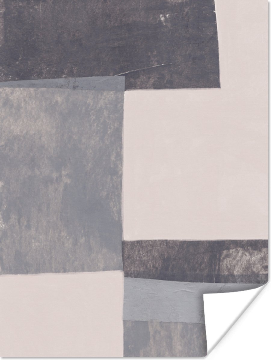 Poster Geometrie - Vormen - Grijs - Kubus - 30x40 cm