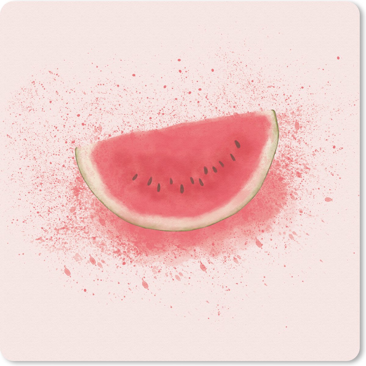 Muismat 20x20 cm - Mousepad Watermeloen - Fruit - Pastel - Zomer - Muismatten