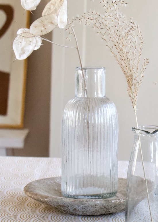Vase verre strié