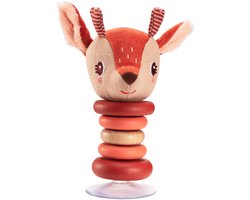 foto van Lilliputiens - Swingende Rammelaar Stella (Met Zuignap) - Rammelaar Met 5 Houten Schijven En Een Stoffen Stella Bovenop - Geschikt Vanaf 6 Maanden