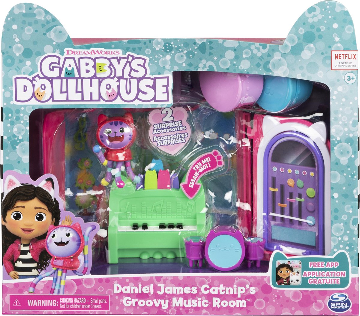 Maison de poupée Gabby, Chambre Sweet Dreams avec figurine de chat et 3  accessoires, 3 meubles et 2 livraisons, jouets pour enfants de 3 ans et  plus