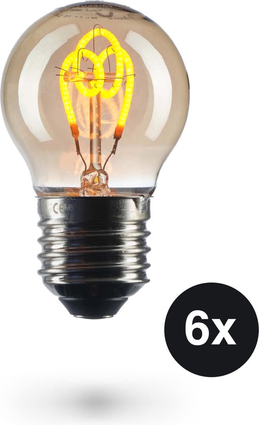 CROWN LED 3X Hochwertige Edison Illusion Filament Glühbirne E27 Fassung, Dimmbar, 3,5W, 1800K, Warmweiß, 230V, 158 lumen, EL24, Antike Filament Beleuchtung im Retro Vintage Look