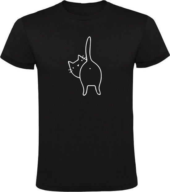 Achterkant van een kat Heren T shirt poes kont bibs gat grappig bol