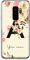 Gepersonaliseerd - Case Company® - Hoesje geschikt voor Samsung Galaxy S9 Plus hoesje - Flirty Flowers Monogram - Soft Cover Telefoonhoesje - Bescherming aan alle Kanten en Schermrand