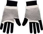 Apollo - Visnet handschoenen - Korte handschoenen - Wit - One Size - Kanten handschoenen - Neon verkleedkleding - Feestkleding- Carnaval