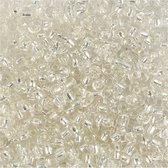 Rocailles, dim.8 / 0, d: 3 mm, argent, 25 gr, diamètre intérieur 0,6-1,0 mm