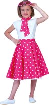 Funny Fashion - Rock & Roll Kostuum - Roze Fifties Rok Met Witte Stippen Voor Meisjes - Roze - One Size - Carnavalskleding - Verkleedkleding