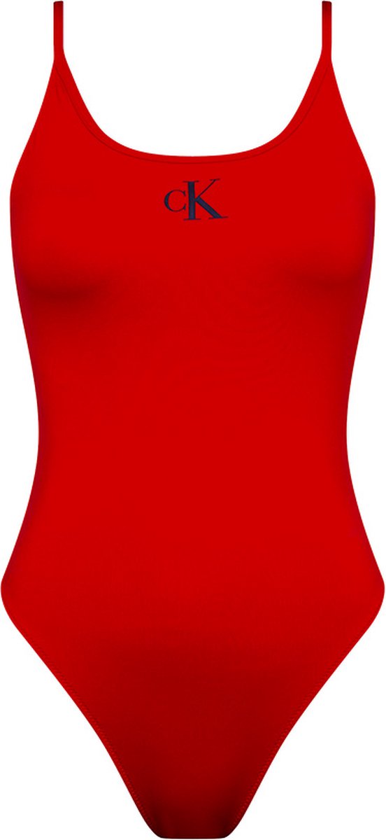 Calvin Klein dames badpak scoop back ck monogram rood