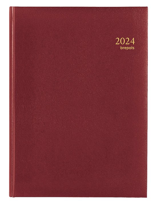 Brepols Bureau-agenda 2024 - OMEGA - LIMA - Weekoverzicht - Bordeaux - 21 x 29 cm