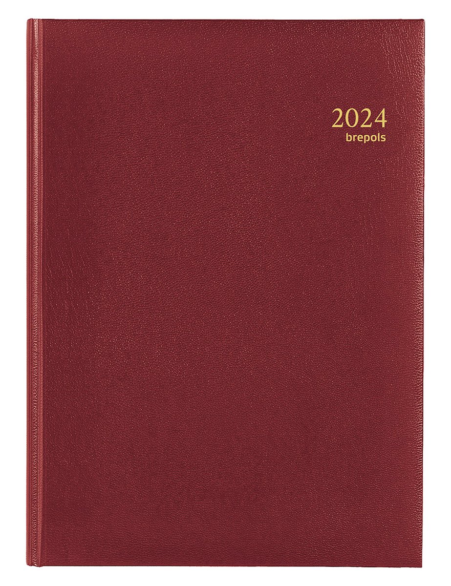 Brepols Bureau-agenda 2024 - OMEGA - LIMA - Weekoverzicht - Bordeaux - 21 x 29 cm