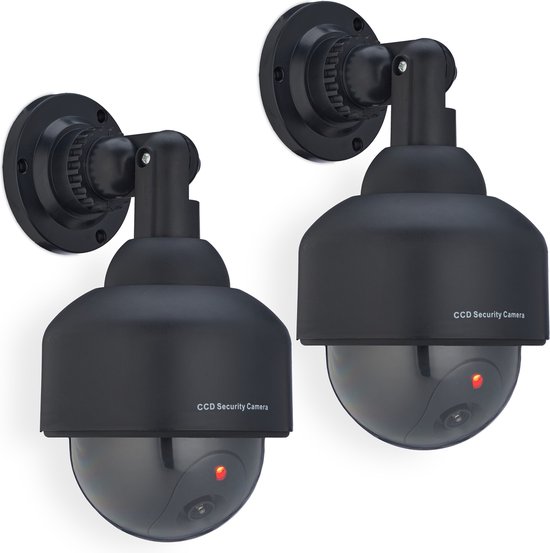 Foto: Relaxdays 2x dummy dome camera met led lampje nep bewakingscamera binnen buiten