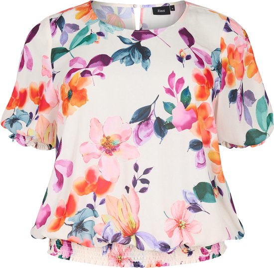 ZIZZI MMAEVE S S SMOCK TOP Dames Blouse Maat XXL 58 60 Bol zizzi-mmaeve-s-s-smock-top-dames-blouse-maat-xxl-58-60-bol