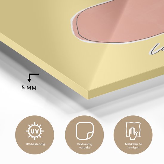 MuchoWow® Peinture sur verre 100x150 cm - Peinture sur verre acrylique - Pomme - Fruit - Texte - Photo sur verre - Peintures