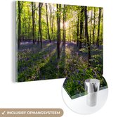 MuchoWow® Glasschilderij 90x60 cm - Schilderij acrylglas - Bos - Bloemen - Lavendel - Foto op glas - Schilderijen