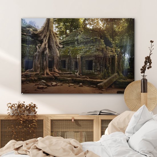 Racines d'arbres sur l'ancien temple Ta Prohm à Angkor Wat Plexiglas 120x80 cm - Tirage photo sur Glas (décoration murale en plexiglas)