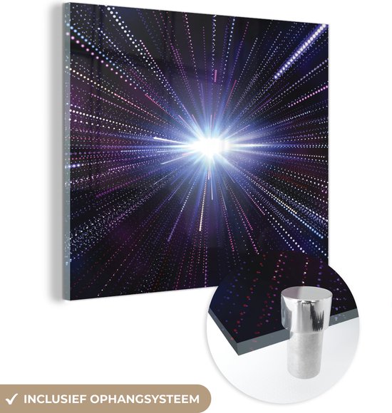 MuchoWow® Glasschilderij 90x90 cm - Schilderij acrylglas - Een illustratie van een ster in de Melkweg - Foto op glas - Schilderijen