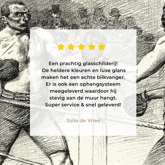 ® Glasschilderij 40x30 cm - Schilderij acrylglas - Een illustratie van een wedstrijd boksen - Foto op glas - Muurdecoratie woonkamer - Wanddecoratie slaapkamer - Schilderijen