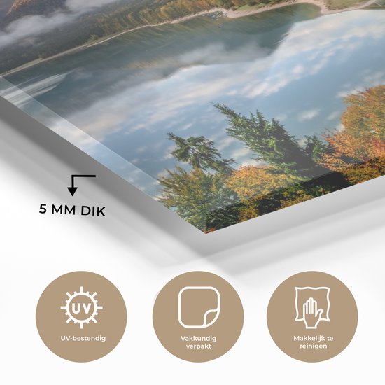 MuchoWow® Peinture sur verre 180x120 cm - Peinture sur verre acrylique - Alpes - Pont - Forêt - Photo sur verre - Peintures