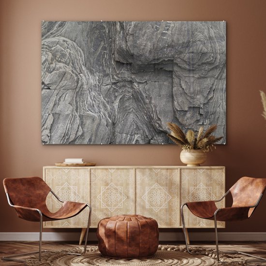 MuchoWow® Glasschilderij 150x100 cm - Schilderij acrylglas - Rots - Stenen - Natuur - Foto op glas - Schilderijen